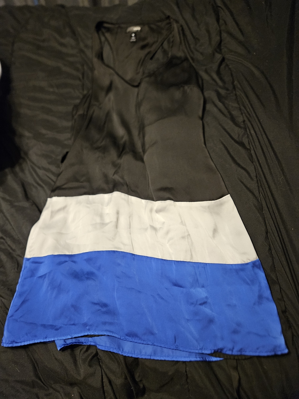 Aqua Black, White & Royal Blue Colorblock Midi Dress